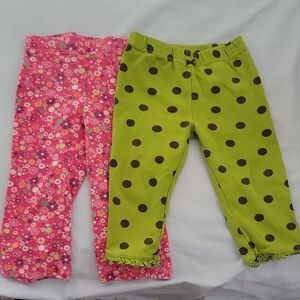 Kids Pink Floral and Green Polka Dot Pants Set